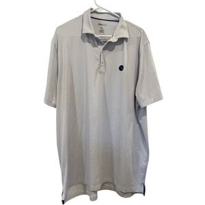 Johnnie O Golf Polo‎ Shirt Mens XL Striped Blue White Performance Surfboard Logo